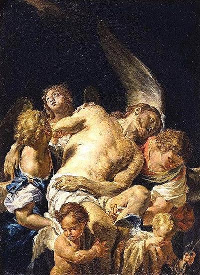 Francesco Trevisani Dead Christ Supported by Angels Sweden oil painting art